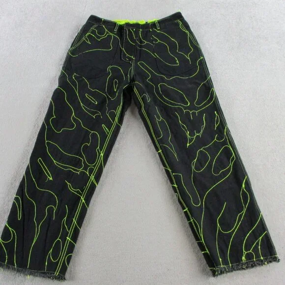 Cool Shirtz Portal Reversible Jeans Size 36 Neon Black Reversible Baggy Heavy - Picture 6 of 15